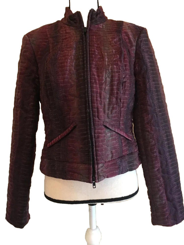 Cache Purple Quilted Zip-Front Jacket